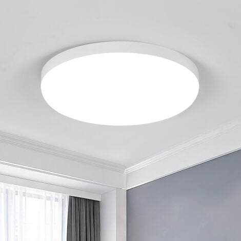 COMELY Plafonnier LED, Lampe de Salle de Bain Étanche IP44 Ronde Plate 32W 6000K  Lampe Simple Moderne Mince pour Salon Chambre Cuisine Balcon Couloir Sous-Sol Bureau, 24CM [Classe énergétique E]