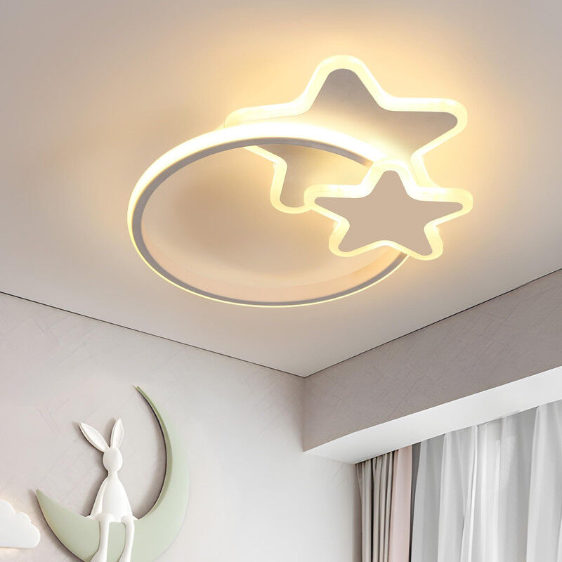 Comely - Plafonnier led, Lampe Plafond 40cm chambre enfant, 32W plafonnier acrylique moderne design étoilé pour chambre de bébé, fille, chambre de
