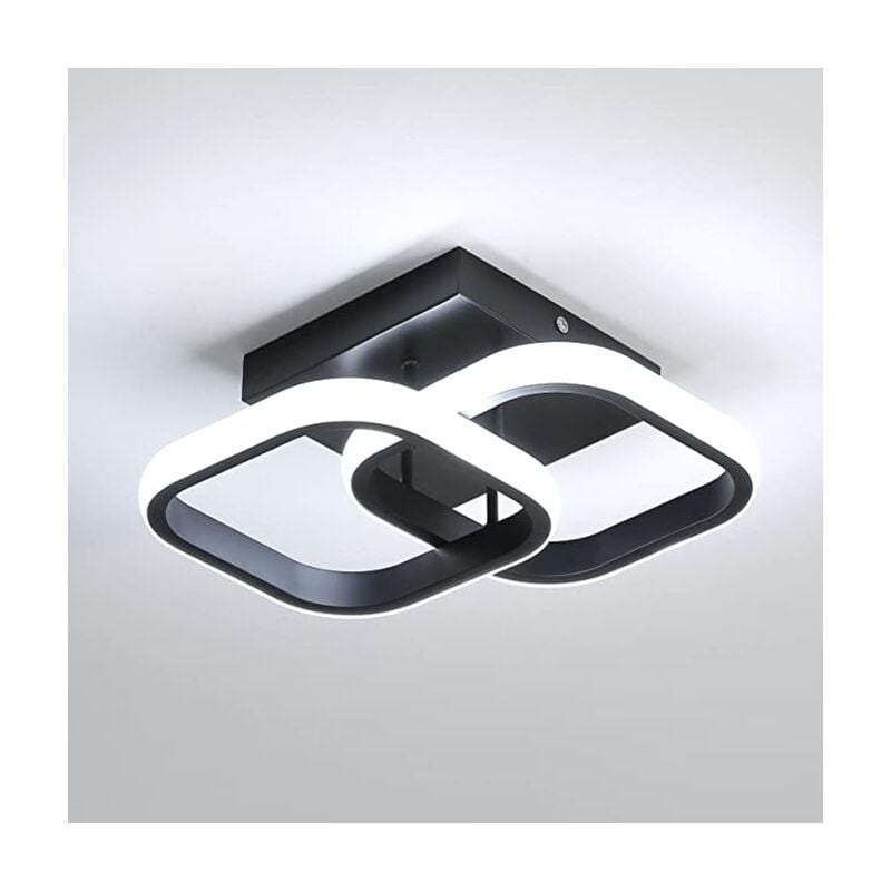 Plafonnier led Lumière à trois couleurs Plafonnier Noir Double Carré Design Aluminium et Fer Forgé Plafonniers Lampe de Salon - Comely