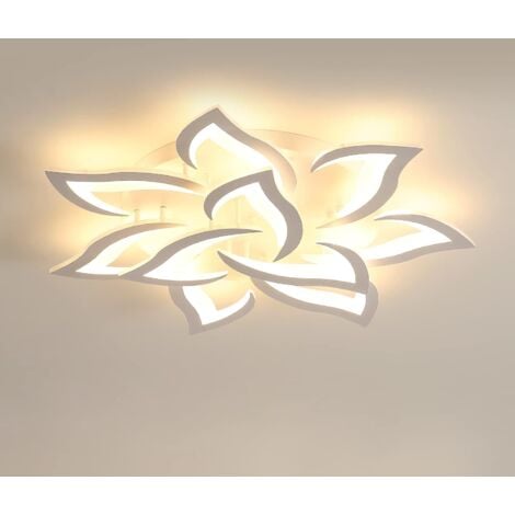 COMELY Plafonnier LED, Luminaire Plafonnier 90W 8100LM, Lustre Salon Moderne, Lampe de Plafond de Pétale pour Salon Chambre Cuisine Salle à Manger, Lumière Blanche Chaude 3000K, Dia 85cm, Blanc