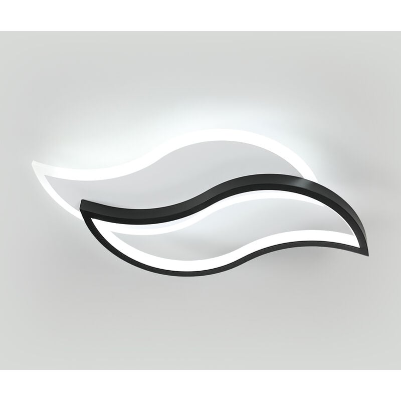 Comely - Plafonnier led Moderne, 28W 2800LM Lustre led Noir, Design Créatif en Forme de Feuille, Lampe de Plafond en Acrylique pour Chambre, Salon,