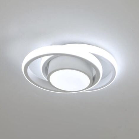 COMELY Plafonnier LED Moderne 32W, Double Cercle en Aluminium, pour Couloir, Entrée, Bureau, Chambre à Coucher, Cuisine, Corridor - Blanc - Lumière Blanche 6500K