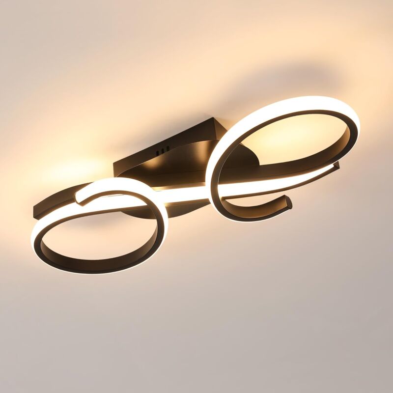 Plafonnier led Moderne, 36W 4000LM, Lampe de Plafond Blanc Chaud 3000K, Luminaire pour Chambre à Coucher, Salon, Cuisine, Couloir - Noir - Comely