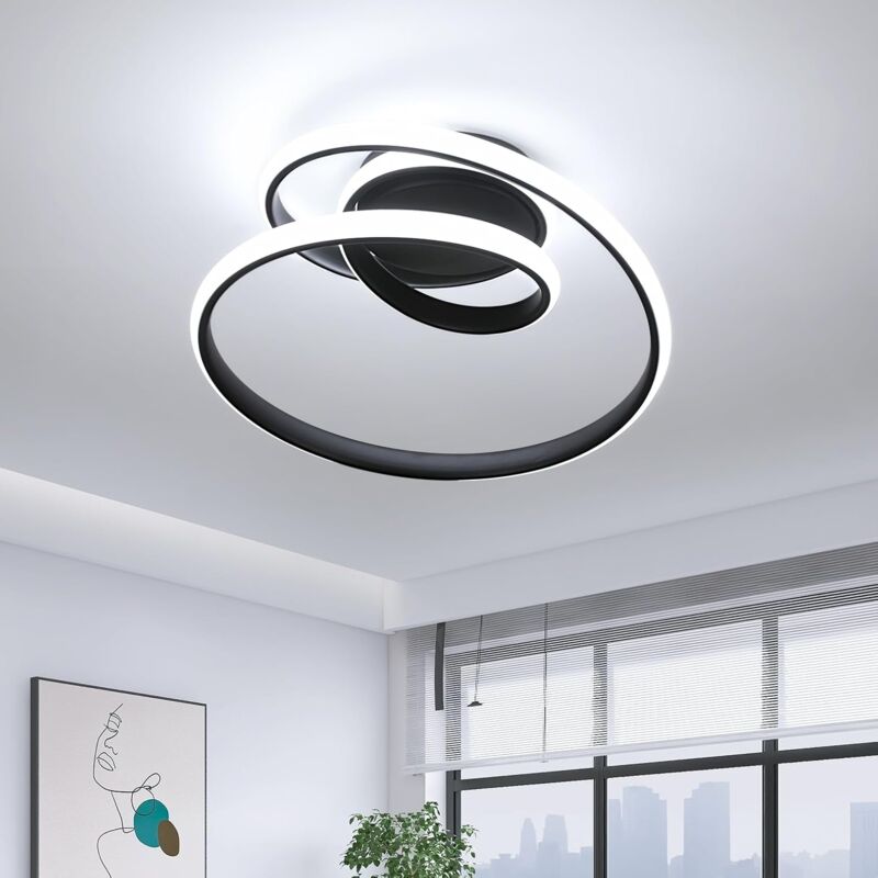 Comely - Plafonnier led Moderne, 36W Luminaire Plafonnier 4000LM, Design Créatif en Forme d'Hélice pour Salon, Chambre, Cuisine, Balcon - Noir