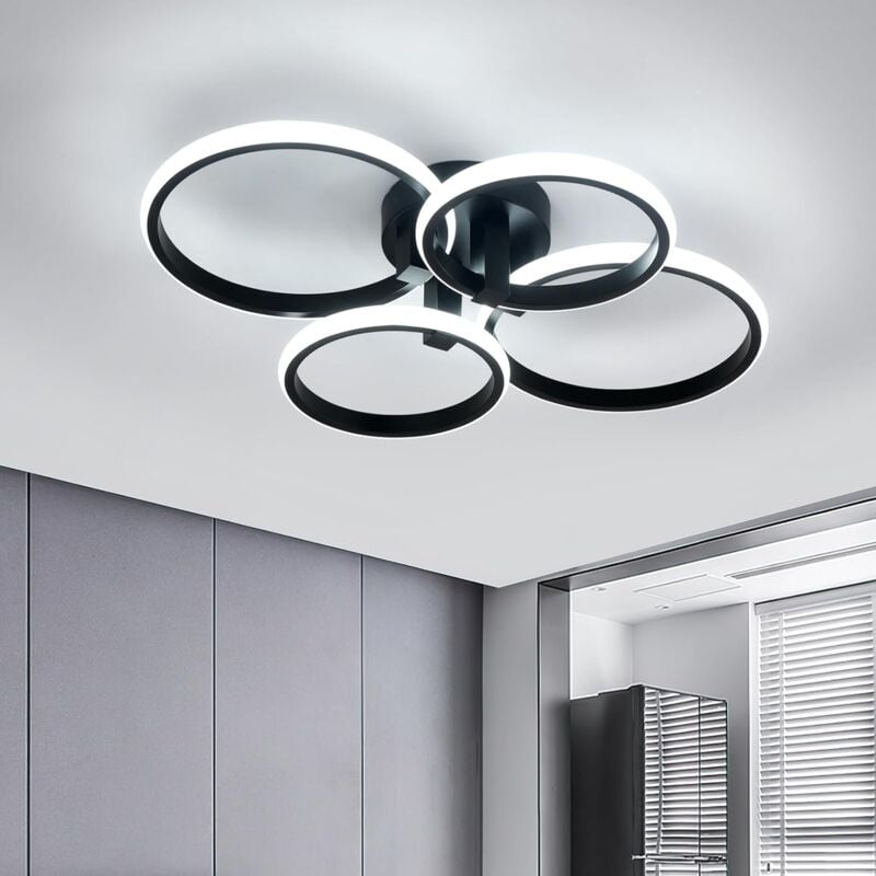 Comely - Plafonnier led Moderne, 48 w 5400 lm Lampe de Plafond, Luminaire Plafonnier led a 4 Anneaux pour Salon, Chambre, Cuisine, Couloir, Balcon,