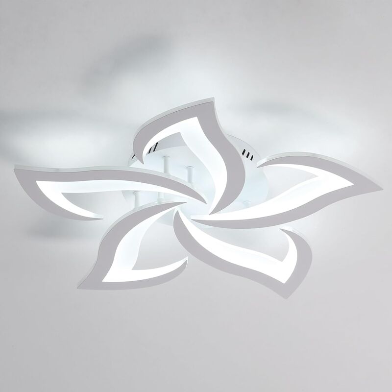 COMELY Plafonnier LED, Luminaire Plafonnier 60W 6750LM, Lampe de Plafond Moderne de Pétale pour Salon Chambre Cuisine Salle à Manger, Blanc Froid