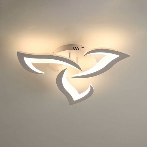 Comely – Plafonnier LED 58cm 36W – Acrylique blanc – Lumière chaude 3000K – Design queue d'aronde – Pour salon, chambre, cuisine