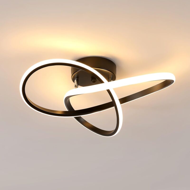 Comely - Plafonnier led Moderne en Forme de Trèfle, Luminaire de Plafond led Dia 40cm pour Salon, Cuisine, Chambre, Balcon, Couloir - 38W - Noir