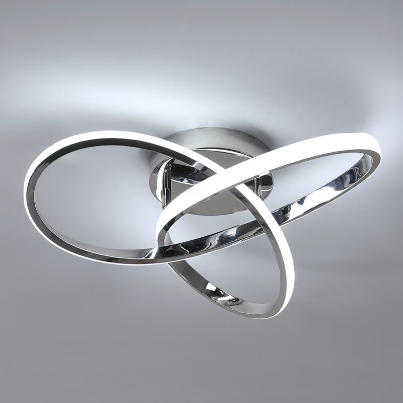 COMELY Plafonnier LED Moderne en Forme de Trèfle, Luminaire de Plafond LED Dia 40cm pour Salon, Cuisine, Chambre, Balcon, Couloir - 38W - Chrome