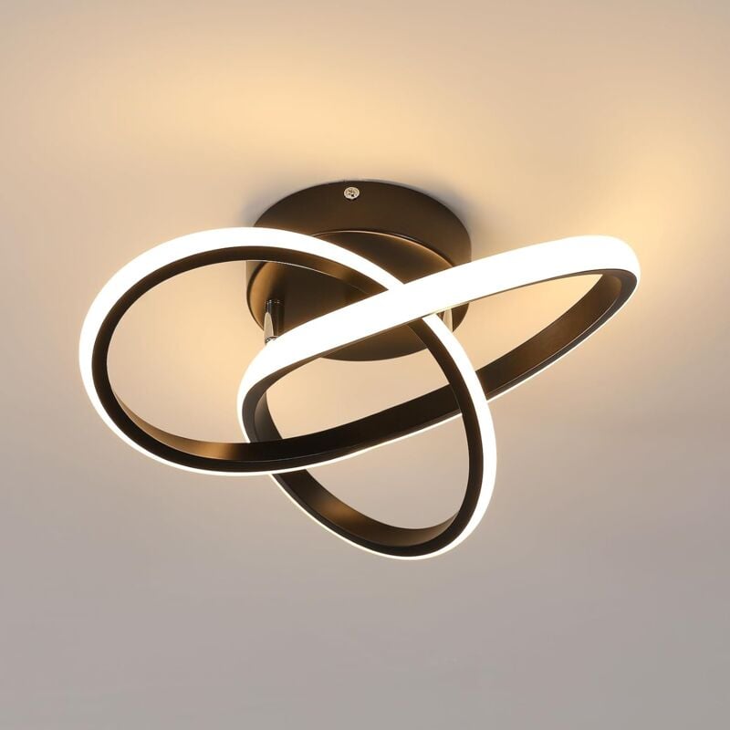 COMELY Plafonnier LED Moderne, Luminaire Plafonnier LED Créatif en Aluminium 30W, Lampe de Lustre pour Cuisine, Salon, Chambre, Salle à Manger - Noir