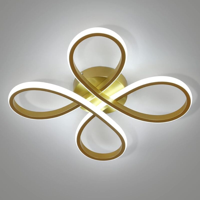 Plafonnier led Moderne, 30W Lampe de Plafond Design Floral, Luminaire Plafonnier led pour Chambre, Salon, Salle à Manger, Cuisine - Or - Lumière