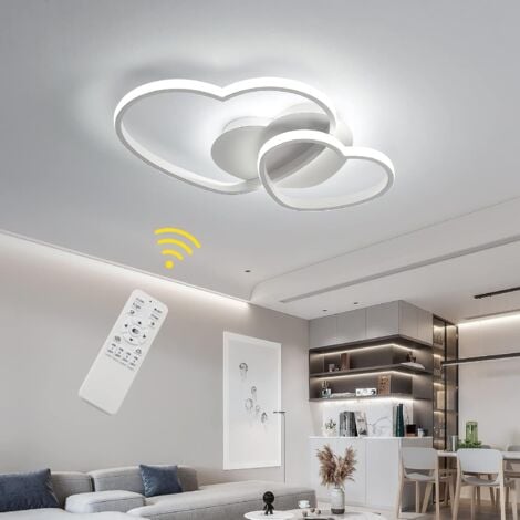 COMELY Plafonnier LED Moderne en Forme de Cœur Parfait pour Salon, Chambre, Salle à Manger, Chambre d'Enfant - 64W - Blanc - Dimmable avec la Télécommande