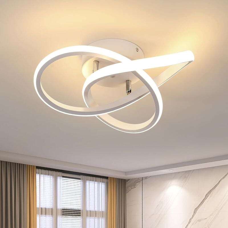 COMELY Plafonnier LED Moderne, Lampe de Plafond 22W 2500LM, Lustre pour Chambre, Salon, Couloir, Diamètre 25cm - Blanc - Lumière Naturelle 4500K