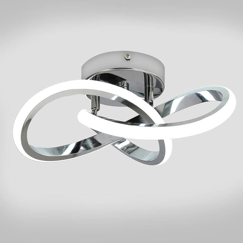 COMELY Plafonnier LED Moderne, Lampe de Plafond 22W 2500LM, Lustre pour Chambre, Salon, Couloir, Diamètre 25cm - Chrome - Lumière Blanche 6500K
