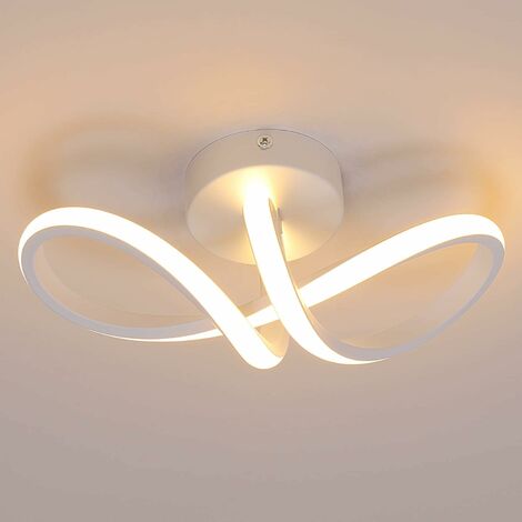 COMELY Plafonnier LED Moderne, Luminaire Plafonnier Courbé, Éclairage de Plafond pour Salon, Chambre, Cuisine, Salle à Manger - 20W - Blanc - Lumière Chaude 3000K(L29W10)