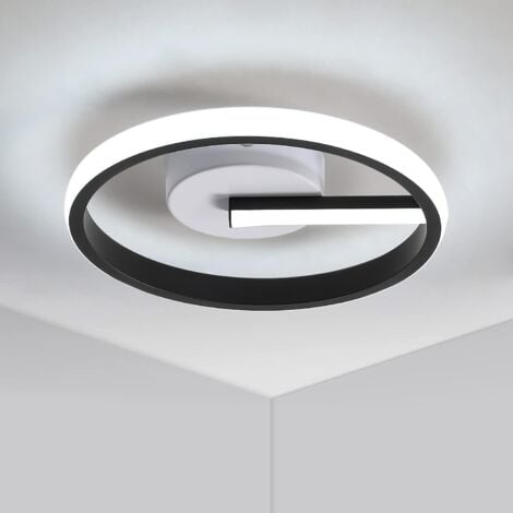 COMELY Plafonnier LED Moderne Noir 13W, Luminaire de Plafond Ø24CM en Acrylique, Blanc Froid 6000K, pour Cuisine, Chambre à Coucher, Couloir