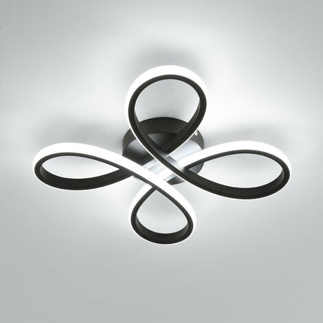 COMELY Plafonnier LED moderne noir 28W Blanc froid 6500K forme fleur idéal pour salon chambre couloir salle à manger cuisine