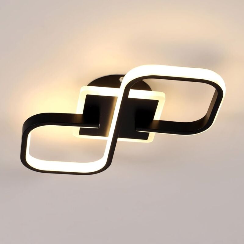 Comely - Plafonnier led Moderne Salon 30W 4050LM, Luminaire Plafonnier led Noir, 40.5CM Éclairage de Plafond led Carré Acrylique pour Chambre Cuisine