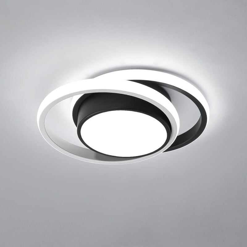 COMELY Plafonnier LED Rond 32W 2350LM, Lampe de Plafond Moderne pour Couloir, Chambre, Salle de Bain, Cuisine, Salon, Diamètre 27cm - Noir - Lumière