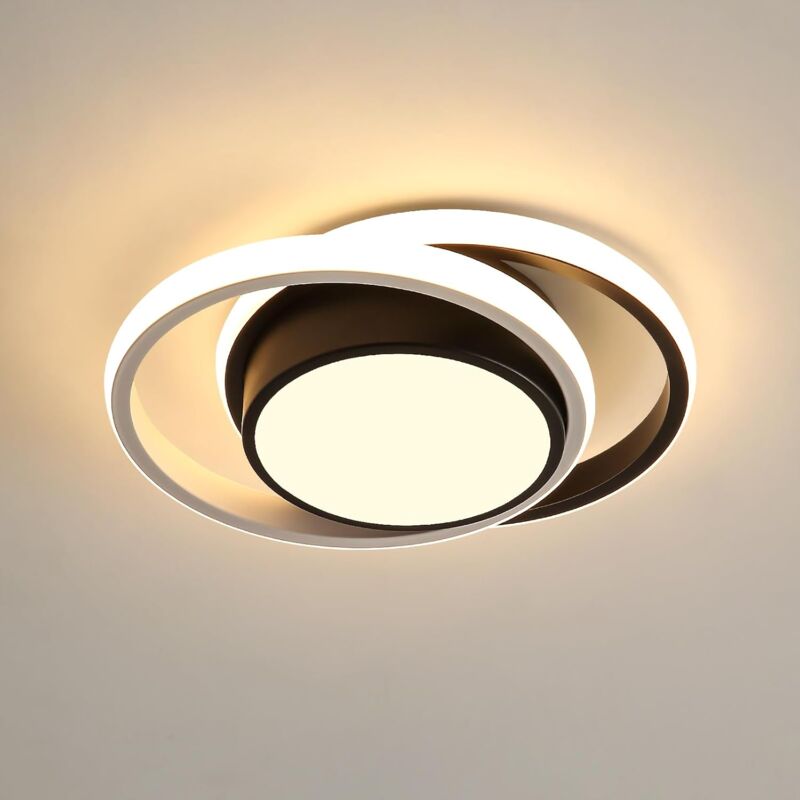 Comely - Plafonnier led Rond 32W 2350LM, Lampe de Plafond Moderne pour Couloir, Chambre, Salle de Bain, Cuisine, Salon, Diamètre 27cm - Noir