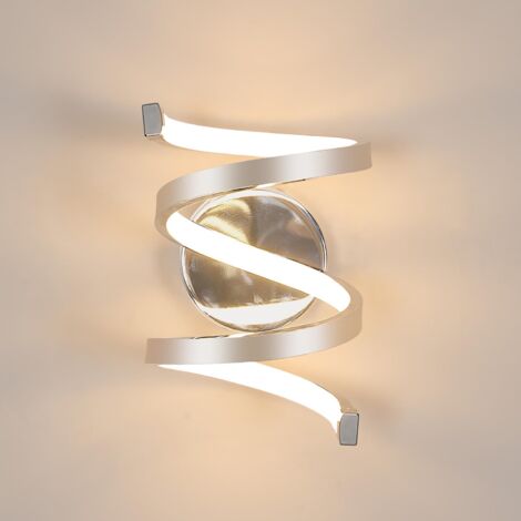 COMELY Spiral Wall Lights, 19W Chrome Modern LED Wall Lamp, 3000K Warm Light Indoor Wall Lighting for Bedroom, Living Room, Bedside, Hallway, Stairs [Energy Class E]