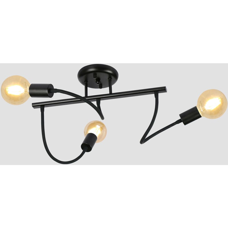 Suspension de Plafond Orientable E27 Style Industriel, 3-Lumières Suspension Luminaire diy pour Cuisine Salon Chambre Salle à Manger (Sans Ampoules)