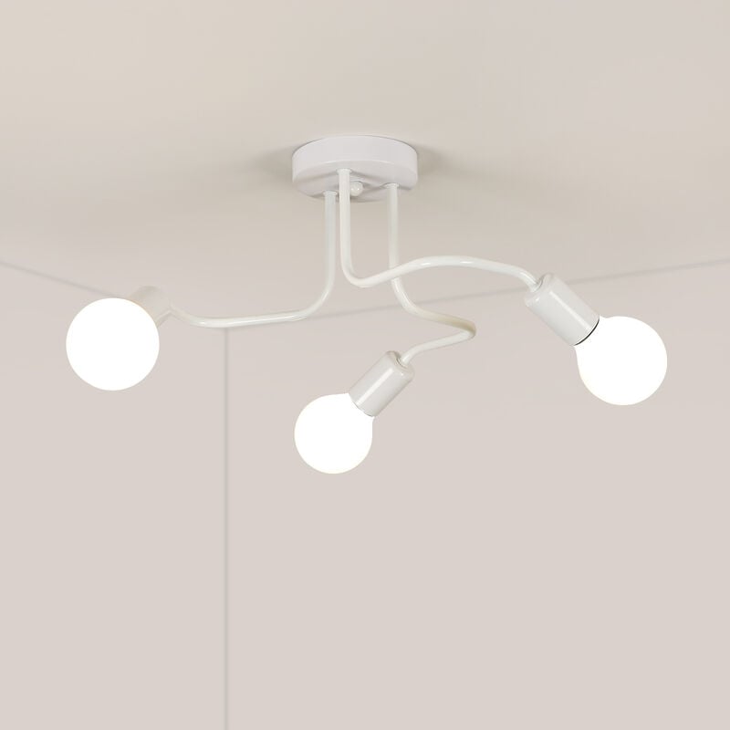 Comely - Suspension Vintage Industriel E27 3 Lumières, Plafonnier Blanc en Fer, Idéal pour Chambre, Salon, Cuisine, Forme diy, Diamètre 42cm (Sans