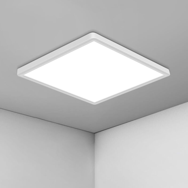 Comely - Ultra-Thin Square led Ceiling Light 36W - 30CM IP44, Cool White 6500K 3240LM, Ideal for Bathroom, Living Room, Bedroom, Kitchen, Balcony