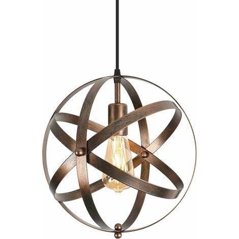 COMELY Vintage Pendant Lamp, Retro Ceiling Chandelier, E27 Industrial Ceiling Lighting for Restaurant Bar Dining Room Light Fixture 30cm - 1 PCS - Rusty Brown - Bulb not included