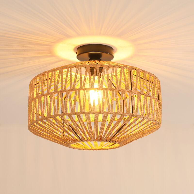 Image of Comely Woven Rattan Ceiling Light 40cm,&hellip;