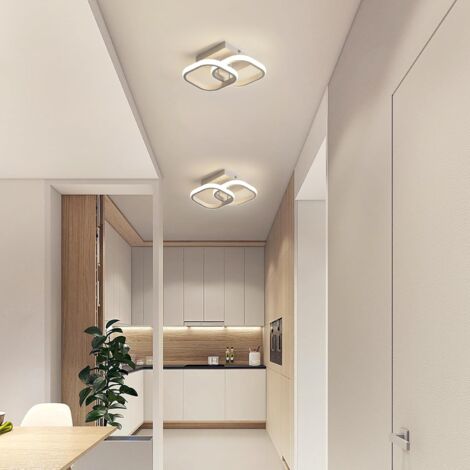 COMELY2 Pcs Modern LED Ceiling Light, 2137LM Acrylic LED Bedroom Ceiling Light, White Square Ceiling Lamp Fixture for Living Room Kitchen Hallway, Natural Light 4500K, 29CM [Energy Class E]