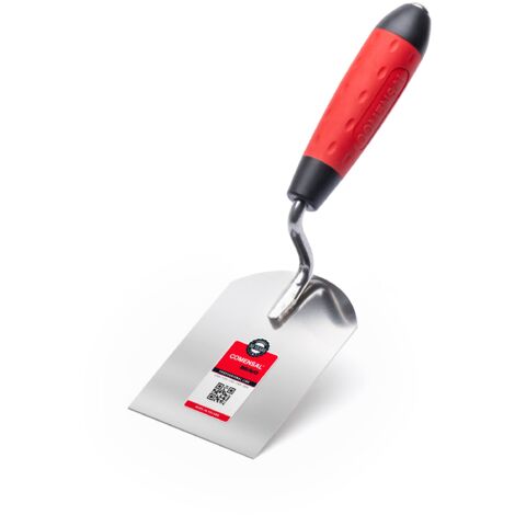 COMENSAL® Cazzuola a punta quadra 80mm - Cazzuola in Acciaio Inox - Cazzuola da muratore - Cazzuola in Acciaio Inossidabile - Cazzuola con manico in gomma - Spatola per Stucco - Made in EU