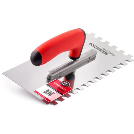 COMENSAL® Frattone Dentato 4 mm - Frattone in Acciaio Inox Dentato - Frattone in Acciaio Inossidabile - Frattone Dentata per Colla - Cazzuola Dentata in Acciaio Inox - Made in EU - 270 x 128 mm
