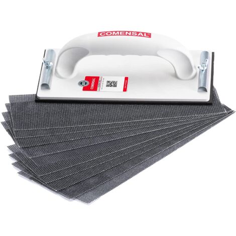 COMENSAL® - Levigatrice manuale 230 x 80 mm - Smerigliatore a mano – Set per Levigatrice manuale - Levigatrice a mano - Levigatrice Manuale - Levigatrice a mano con manico in metallo - Made in EU