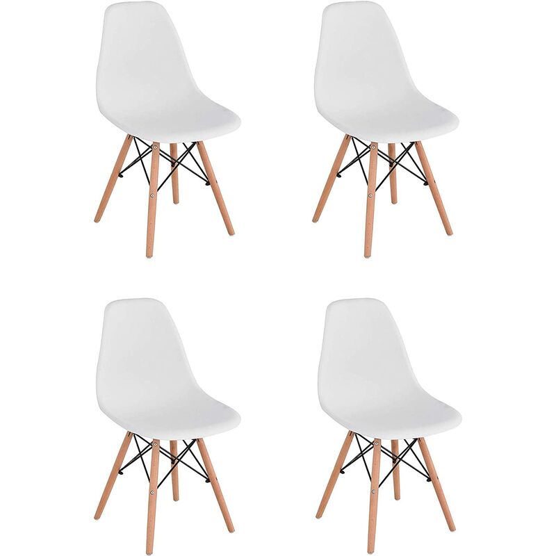 

Cena o silla de oficina con patas de madera 54x46x82cm blanco 4 piezas