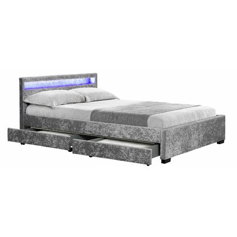main image of "Comet Velvet Ottoman Double Bed, Silver"