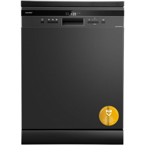COMFEE Lave-Vaisselle Pose Libre 60cm, 49dB avec 12 couverts, Hygiene Lavage, Départ Différé, Demi-Charge - Noir [Classe D]
