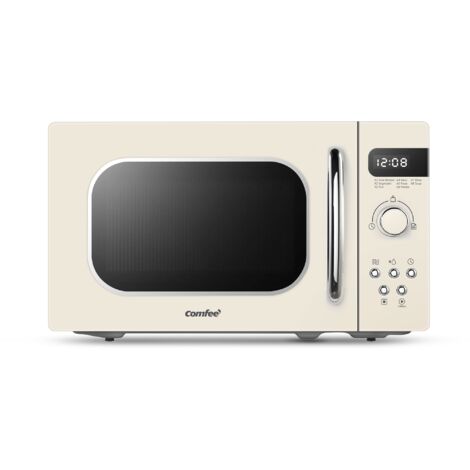 Comfee – Micro-ondes rétro 20L 800W – 5 niveaux de puissance – Affichage numérique LED – Dimensions 440 x 359 x 258 mm – Couleur abricot crème