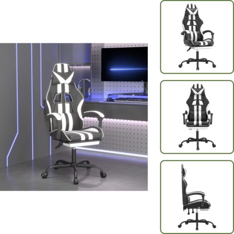 Comfort gaming - vidaXL Sedia da Gaming con Poggiapiedi Nero e Bianco in Similpelle - Schienale regolabile