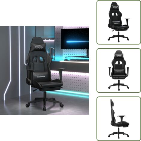 Comfort gaming - vidaXL Sedia da Gaming con Poggiapiedi Nero in Similpelle - Schienale regolabile