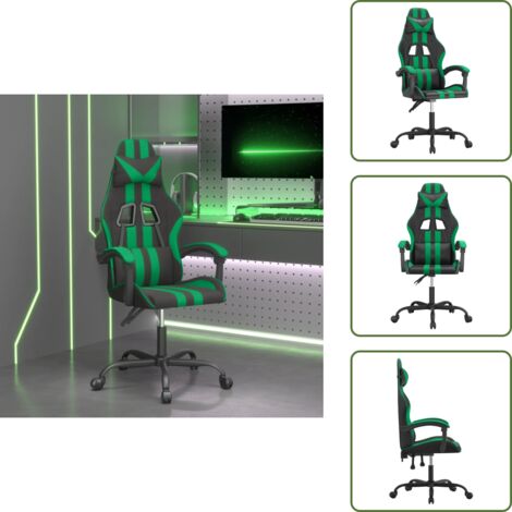 Comfort gaming - vidaXL Sedia da Gaming Girevole Nera e Verde in Similpelle - Sedia con schienale regolabile