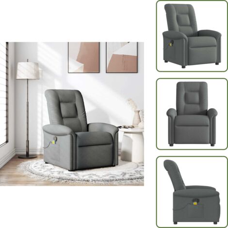 Comfort seduta - vidaXL Poltrona reclinabile massaggiante in tessuto grigio scuro - Poltrona reclinabile