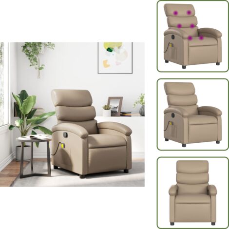 Comfort - vidaXL Poltrona Massaggiante Reclinabile cappuccino in Similpelle - Schienale
