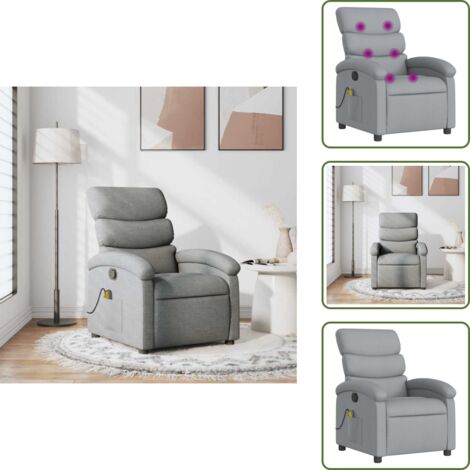Comfort - vidaXL Poltrona Massaggiante Reclinabile Grigio Chiaro in Tessuto - Reclinabile