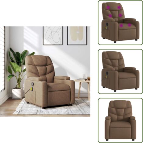 Comfort - vidaXL Poltrona Massaggiante Reclinabile Marrone in Tessuto - Ergonomia