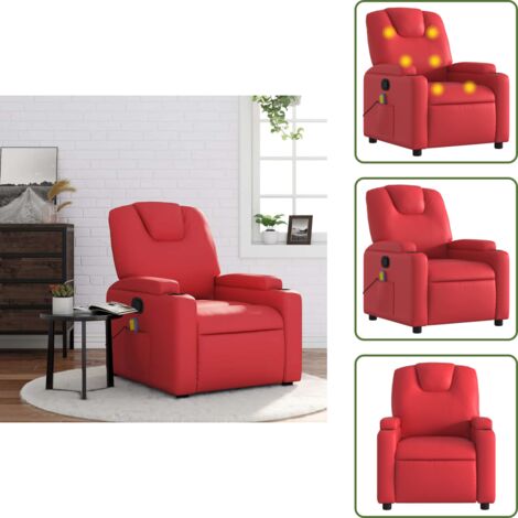 Comfort - vidaXL Poltrona Massaggiante Reclinabile Rossa in Similpelle - Schienale