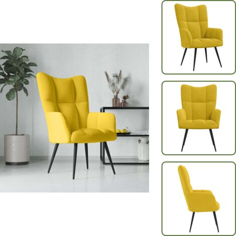 Comfort - vidaXL Poltrona Relax Giallo Senape in Velluto - Gommapiuma