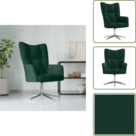 Comfort - vidaXL Poltrona Relax Verde Scuro in Velluto - Rotazione a 360 gradi