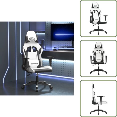 Comfort - vidaXL Sedia da Gaming Massaggiante Bianco e Nero in Similpelle - Design ergonomico