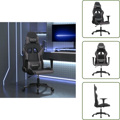 Comfort - vidaXL Sedia da Gaming Massaggiante Nero e Grigio in Similpelle - Design ergonomico